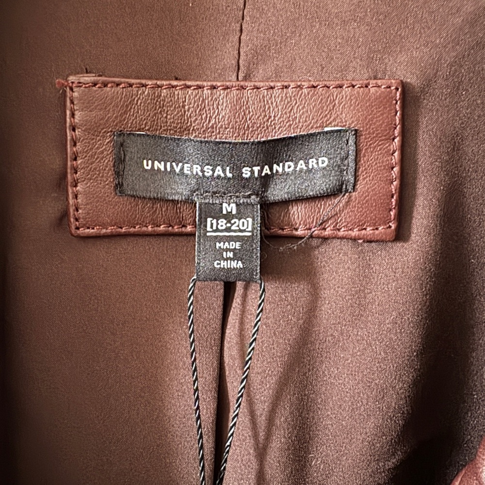 Leeron Leather Moto Jacket 18/20 MEDIUM Chili Chocolate Brown NWT plus size - Picture 9 of 14